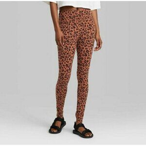 Wild Fable XS Brown & Black Leopard Print‎ High-Waisted Leggings Stretchy new